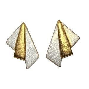 Vintage Simply Whispers Abstract Mixed Silver and Gold Tone Stud Earrings J19-9